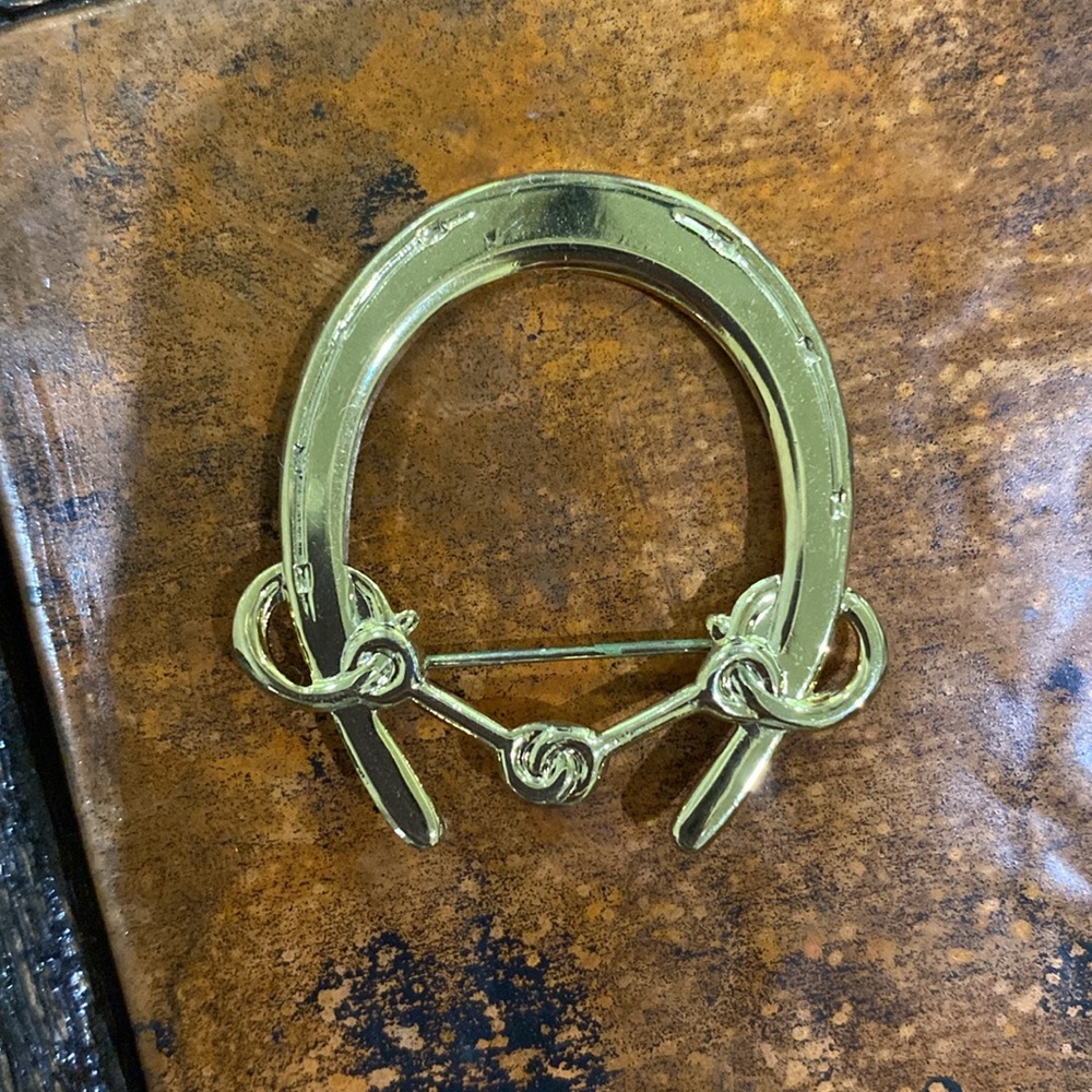 Horseshoe bit brooch Gold
